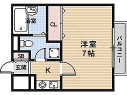 アルテハイム白梅町 1Kの間取図画像