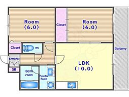 ヴェルドミール桂坂 2LDKの間取図画像