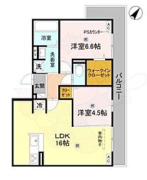 GRAMM桂稲荷山 2LDKの間取図画像