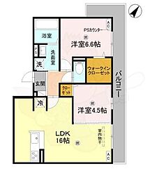 GRAMM桂稲荷山 2LDKの間取図画像