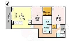 GRAMM桂稲荷山 2LDKの間取図画像