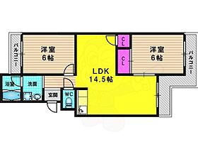 京都府京都市西京区桂西滝川町（賃貸マンション2LDK・2階・63.29㎡） その2