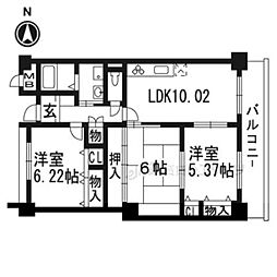 カモミール・ブラン 6階3LDKの間取り