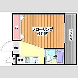 ソサエティ山手 2階ワンルームの間取り