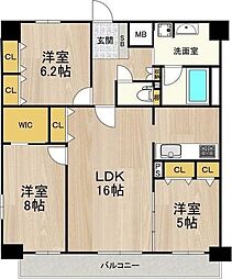 グランルクレ新大阪 3LDKの間取図画像