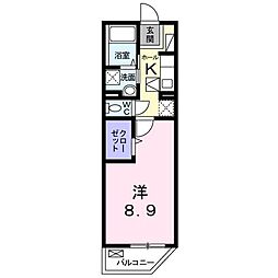 ディアコート 1階1Kの間取り