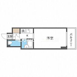 セレッソコート梅田東 4階1Kの間取り