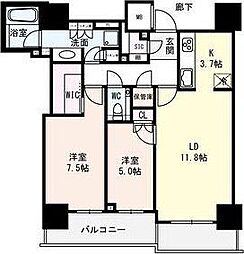 ザ・セントラルマークタワー 2LDKの間取図画像