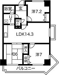 プランドール桃山 3LDKの間取図画像