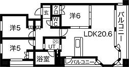 プロパレス江坂公園ロマネスタ 3LDKの間取図画像