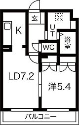 ハピネス吹田 1LDKの間取図画像