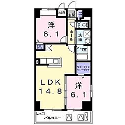 アルンドーインディカ茨木 2LDKの間取図画像
