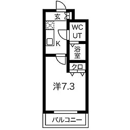 アリビオ千里豊津 1Kの間取図画像
