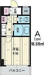 ラ・レジダンス・ド・江坂 1Kの間取図画像