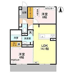 パークサイドファーム 2LDKの間取図画像