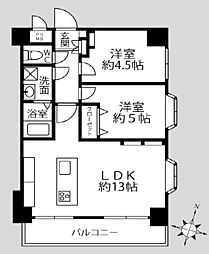 扶桑ハイツ南太田 2LDKの間取図画像