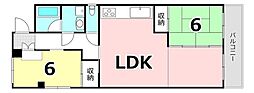 グリーンパレス志真志 2LDKの間取図画像