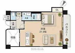 ライオンズマンション真志喜 ワンルームの間取図画像