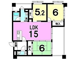 ライオンズマンション新城 3LDKの間取図画像