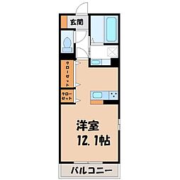 クレシア ワンルームの間取図画像