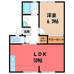 パナビレッジエッグB 1LDKの間取図画像