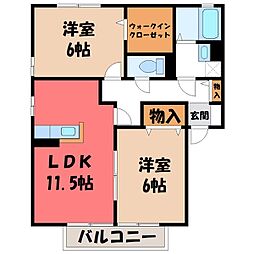 ハーヴェスト・パークC 2LDKの間取図画像