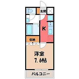 コート・ダジュールin桃ケ丘B 1Kの間取図画像