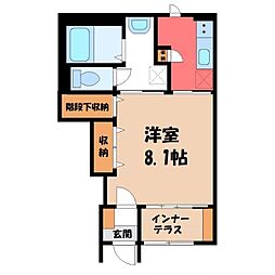 オーラリー 1Kの間取図画像