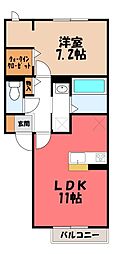 アクセルウエスト 1LDKの間取図画像