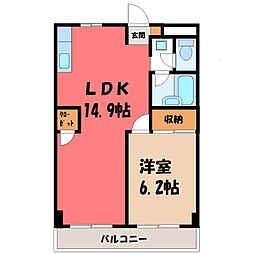 レジデンスホリ 1LDKの間取図画像