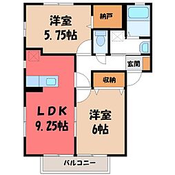 ペアグランドA 2LDKの間取図画像