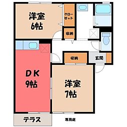 パークハイム 2DKの間取図画像