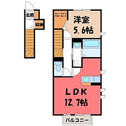 リアンデュール 1LDKの間取図画像