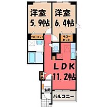 群馬県太田市藤阿久町（賃貸アパート2LDK・1階・55.17㎡） その2