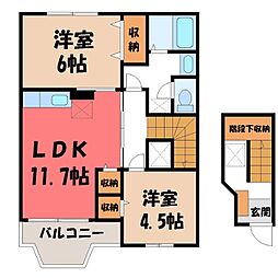 カーサグランデ片山 2階2LDKの間取り