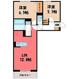D-ROOM新井町 2階2LDKの間取り