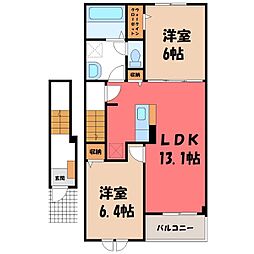 大山ニューライズ II 2階2LDKの間取り