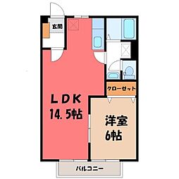 パークハイツ Y 2階1LDKの間取り