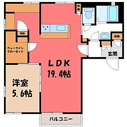 サンラフォーレ C 2階1LDKの間取り