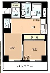 アルファーコート 1LDKの間取図画像