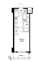 都営大江戸線 門前仲町駅 徒歩6分の賃貸マンション 3階1Kの間取り
