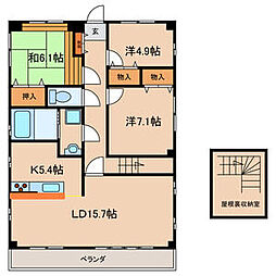 都営新宿線 篠崎駅 徒歩7分の賃貸マンション 7階3SLDKの間取り