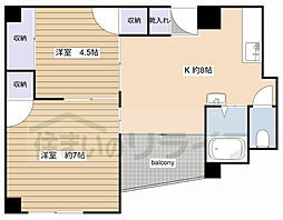 東京メトロ半蔵門線 清澄白河駅 徒歩5分の賃貸マンション 8階2DKの間取り