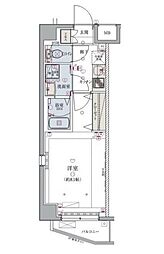 都営新宿線 西大島駅 徒歩8分の賃貸マンション 6階1Kの間取り