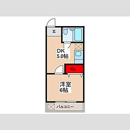東武亀戸線 東あずま駅 徒歩8分の賃貸マンション 1階1DKの間取り