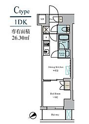 江東区深川2丁目マンション 1DKの間取図画像