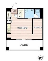 レジデンスシャルマン月島 ワンルームの間取図画像