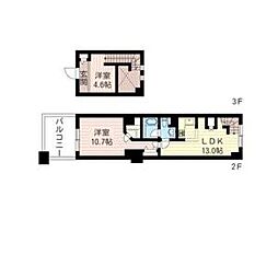 レジデンスシャルマン月島 2LDKの間取図画像