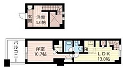 レジデンスシャルマン月島 2LDKの間取図画像