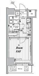 メイクスデザイン門前仲町リバープレイス 1Kの間取図画像